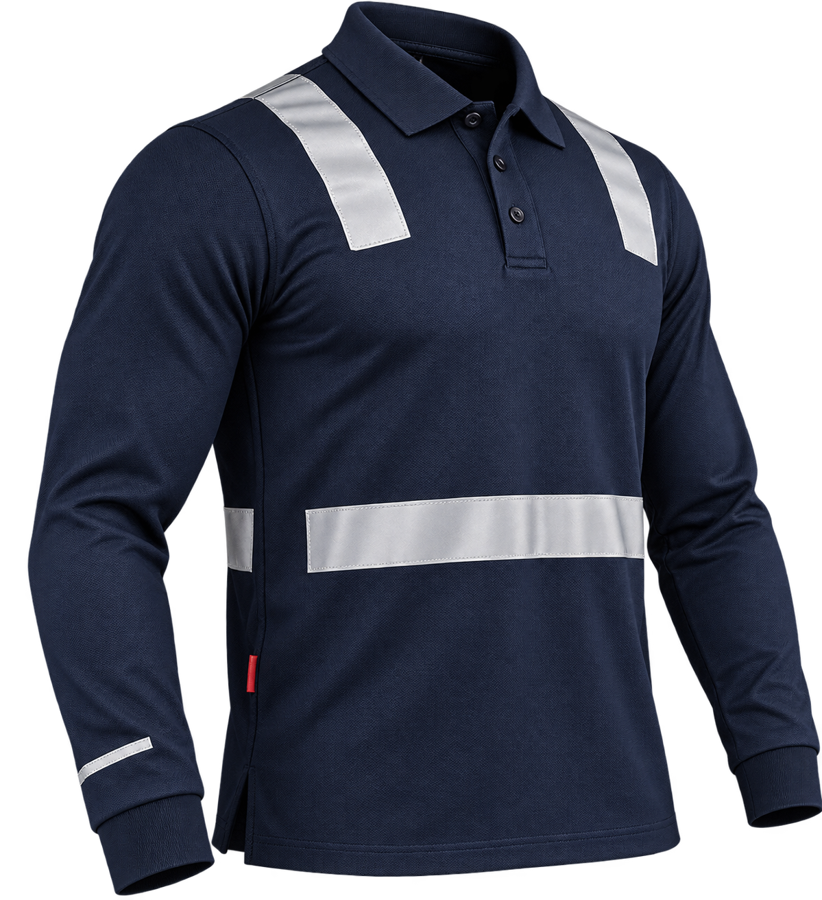 Polera Pique Hombre Manga Larga C/Reflectante 100% Algodón