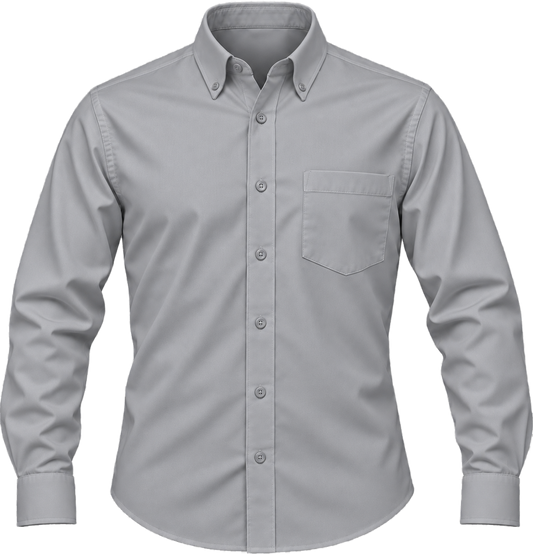 Camisa Oxford Bolsillo Pegado Manga Larga 60% Algodón  40% Poliéster 130 Grs.