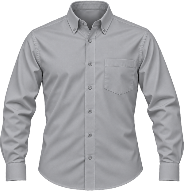 Camisa Oxford Bolsillo Pegado Manga Larga 60% Algodón  40% Poliéster 130 Grs.