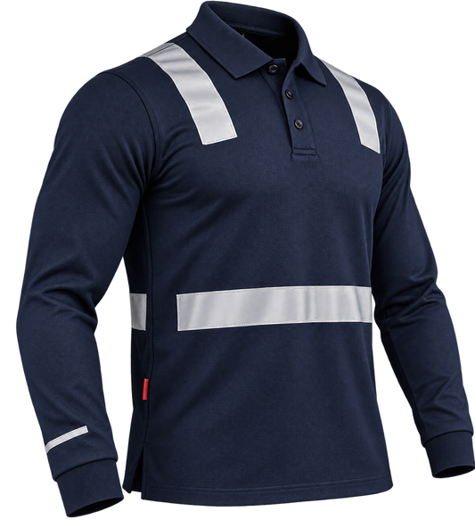Polera Pique Hombre Manga Larga C/Reflectante 100% Algodón