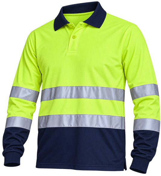 Polera Dry Fit  Hombre Alta Visibilidad Manga Larga 100% Poliéster 140 Grs.