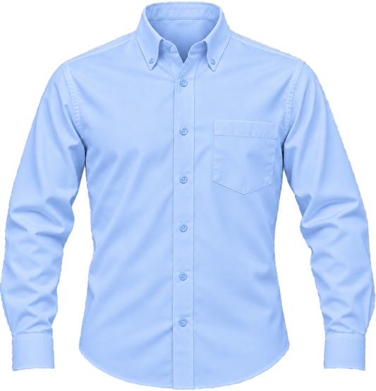 Camisa Oxford Bolsillo Pegado Manga Larga 100% Algodón  130 Grs.